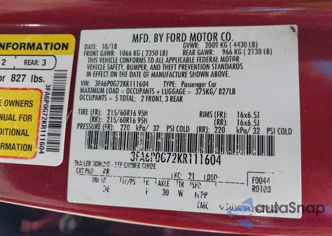 2019 Ford Fusion S z USA, uszkodzony, nr VIN 3FA6P0G72KR111604